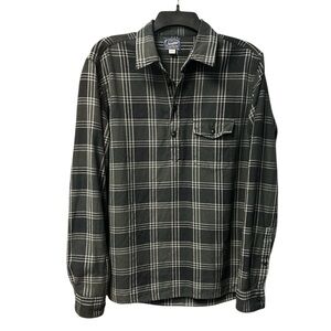 J. Crew Sportsmen’s Outfitters Men's Gray Plaid 1/4 Button Up Shirt Size Medium